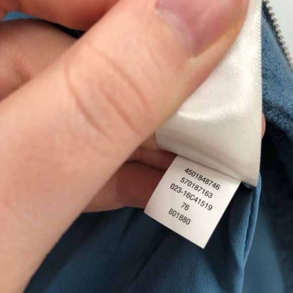 CHICO'S Boiled Wool Moto Jacket Zip Up Blue Grey S 4 6 Women Coat Zip Accents - Picture 8 of 11